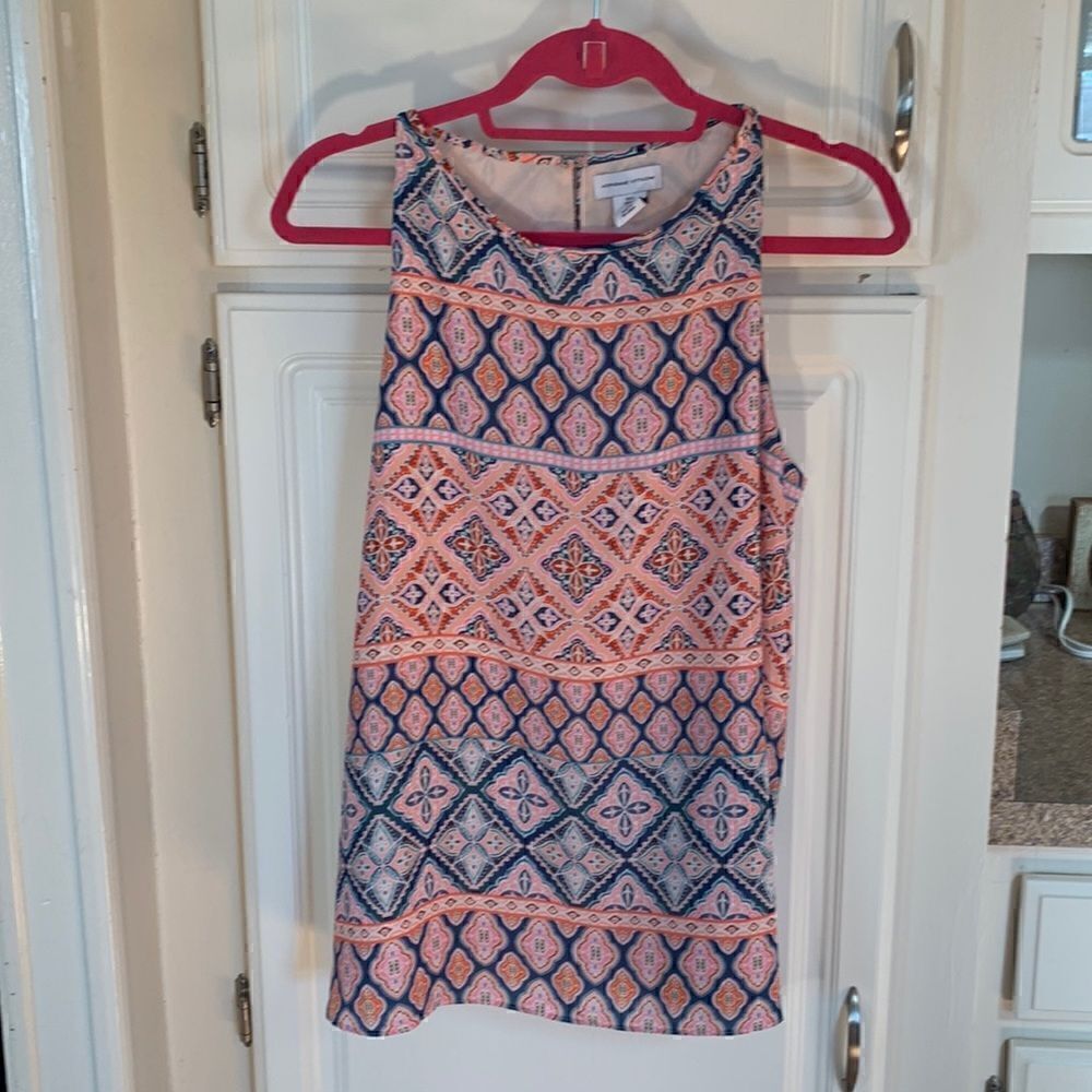 Adrienne Vittadini EUC pink patterned lined tank top Size large
